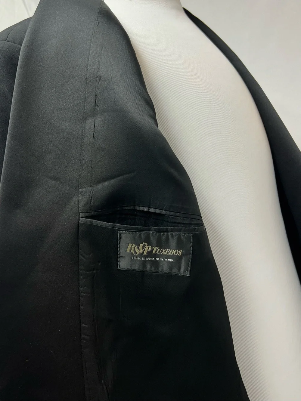 Men’s 44L Ralph Lauren Chaps Vintage Black Wool Satin Lapel Tuxedo Jacket